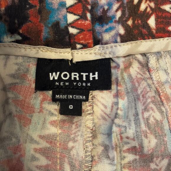 WORTH New York Silk Shorts Abstract Dressy Seam Front w/Pockets Size 0 - Picture 6 of 7